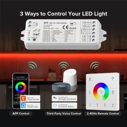 TUYA WiFi 5 In 1 LED Controller KIT RF 2.4G Glass Wall Mounted Touch Panel RGBCCT LED Smart Dimming Control DC 12V 24V Dimmer