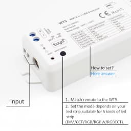 5 in 1 LED Strip Controller 12V 24V DC Tuya Smart Life WIFI 2.4G RF Remote Controler WT5 for DIM RGB CCT RGBW RGBWW RGBCCT Light