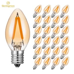 E12 E14 1W Chandelier Candle Light Bulbs Low Wattage C7 Dimmable Amber Glass Edison Small Lamp Bulb For Party Patio Indoor Decor