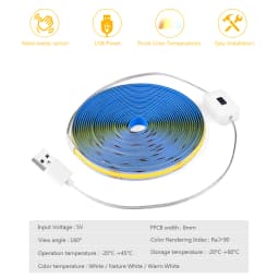 320 Leds/M 5V USB COB LED Strip Light with Hand Sweep Motion Sensor LED Tape Lamp Waterproof Kitchen Cabinet Lighting Ribbon