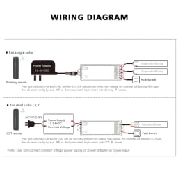 Tuya CCT LED Strip Dimmer Switch 12V DC Wireless 2.4G RF WW CW Controller Work with Smart Life Google Assistant 2 Channel WT1