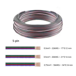 5M-100M RGB Led Connector Cable 22/20/18AWG 2/3/4/5/6Pin Electric Extension Wire for 5050 3528 WS2812B RGBW CCT LED Strip Lights