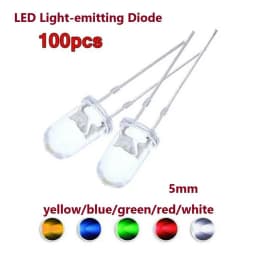 100PCS Super Bright LED Lights 5mm Red/Blue/Green/White/Yellow LED Transparent Bulb NA Socket Dome Lighting Bulbs