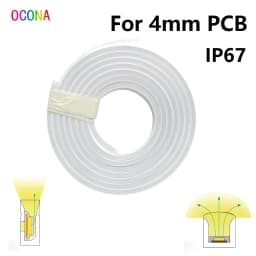 Super Thin DIY Flexible Neon Tube (No LED Strip) Diffuser IP67 Waterproof for SMD COB 3mm 4mm 5mm LED Strip Side View 4*10mm