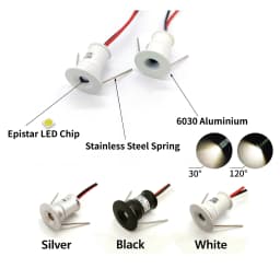 1W Mini Spotlight RGB IP65 KTV Spot Leds Lights 12V Ceiling Focos Downlight Stair Cabinet Spots Lamp with Transformer 220V~265V