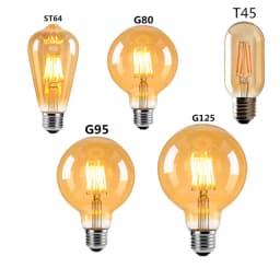 LED Edison Filament Light Retr Bulb Brown Golden T45 G80 G95 G125 4W 8W 2700K  E27 AC 220V 110V Dimmer Restaurant Bedroom