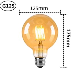 LED Edison Filament Light Retr Bulb Brown Golden T45 G80 G95 G125 4W 8W 2700K  E27 AC 220V 110V Dimmer Restaurant Bedroom