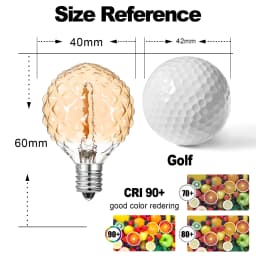 G40 Led Replacement Bulb 1W E12 Base Globe Edison Lamp 2200K Ice Diamond Amber Glass Golfball Vintage Light Bulb For String Ligh