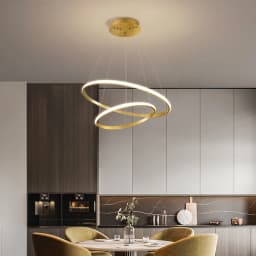 Modern Pendant Lamp Led Rings Circle Ceiling Hanging Chandelier Black Loft Living Dining Room Kitchen Indoor Lighting Fixture