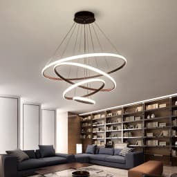 Modern Pendant Lamp Led Rings Circle Ceiling Hanging Chandelier Black Loft Living Dining Room Kitchen Indoor Lighting Fixture