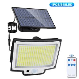 318/200 LED Solar Light Outdoor Super Bright 3 Modes Motion Sensor Wall Lamp IP65 Waterproof Street Light with Remote for Garden