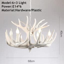 Vintage Deer Chandelier Lighting Retro Antler Chandelier for Living Room Church Lustres Luminaria Resin Deer Horn Hanging Lamp