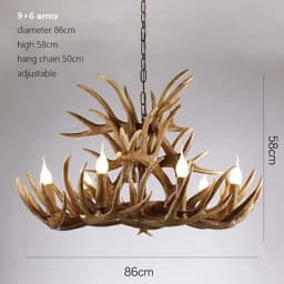 Vintage Deer Chandelier Lighting Retro Antler Chandelier for Living Room Church Lustres Luminaria Resin Deer Horn Hanging Lamp