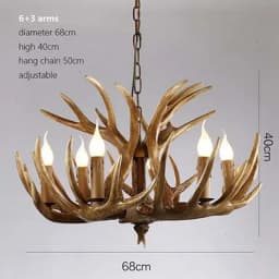 Vintage Deer Chandelier Lighting Retro Antler Chandelier for Living Room Church Lustres Luminaria Resin Deer Horn Hanging Lamp