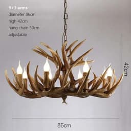 Vintage Deer Chandelier Lighting Retro Antler Chandelier for Living Room Church Lustres Luminaria Resin Deer Horn Hanging Lamp