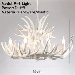 Vintage Deer Chandelier Lighting Retro Antler Chandelier for Living Room Church Lustres Luminaria Resin Deer Horn Hanging Lamp