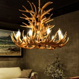 Vintage Deer Chandelier Lighting Retro Antler Chandelier for Living Room Church Lustres Luminaria Resin Deer Horn Hanging Lamp