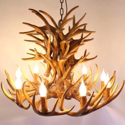 Vintage Deer Chandelier Lighting Retro Antler Chandelier for Living Room Church Lustres Luminaria Resin Deer Horn Hanging Lamp