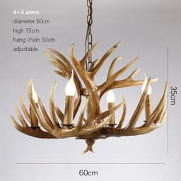 Vintage Deer Chandelier Lighting Retro Antler Chandelier for Living Room Church Lustres Luminaria Resin Deer Horn Hanging Lamp