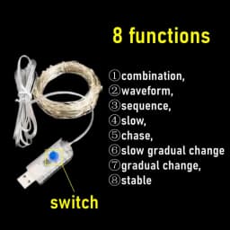 5M/10M/20M LED Copper Wire String Lights 8-mode USB Fairy Lights Garland Lamps for Festival Wedding Party Outdoor Christmas