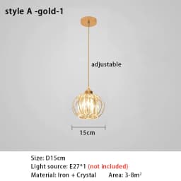 Crystal LED Pendant Lights For Dining Room Living Room Nordic Black Iron Shade 1/3 Lights Kitchen Decor Hanging Ceiling Lamp