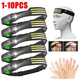 Induction Headlamp COB LED Sensor Head Lamp Built-in Battery Flashlight USB Rechargeable Head Torch 10 Lighting Modes Headlight