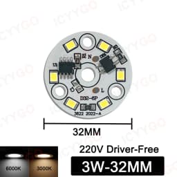 3W 5W 7W 9W 12W 15W 18W 220V High Voltage Light Panel Round Light Panel Driver-Free DIY LED Light Panel Bulb Light Source Board