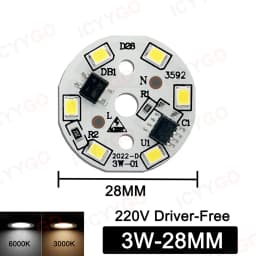 3W 5W 7W 9W 12W 15W 18W 220V High Voltage Light Panel Round Light Panel Driver-Free DIY LED Light Panel Bulb Light Source Board