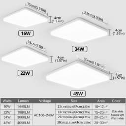 MARPOU Square LED Ceiling Lamp Bedroom Lighting Neutral White Cold White Warm White 48W 36W 24W 18W Led Ceiling Light Room