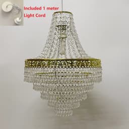 Blenheim 47cm Plastic Large Acrylic Chandelier Shade Easy Fit Pendant Droplets Lamp Shade no Bulb (Without Light Cord Kit)