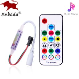 WS2812B WS2811 5050 RGB Led Strip Light Music Controller MINI 17Keys RF Remote Control 370Modes Change DC/USB DC5-24V