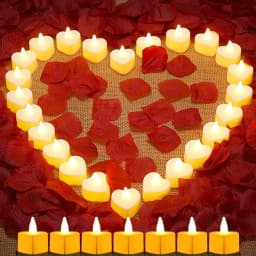 Heart Shaped Candles Led Lights Fake Heart Candles Romantic LED Tealight Flameless Candle for Valentine's Day Party Wedding Nigh