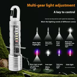 Portable Strong LED EDC Flashlight Mini Keychain Rechargeable Zoom Torch Long Range Outdoor Camping Lantern With Magnetic