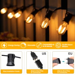 Amber T22 1W String Lights Led 220V 110V Garland Street Light Bulb E12 Waterproof Connectable Outdoor Garden Wedding Decoration