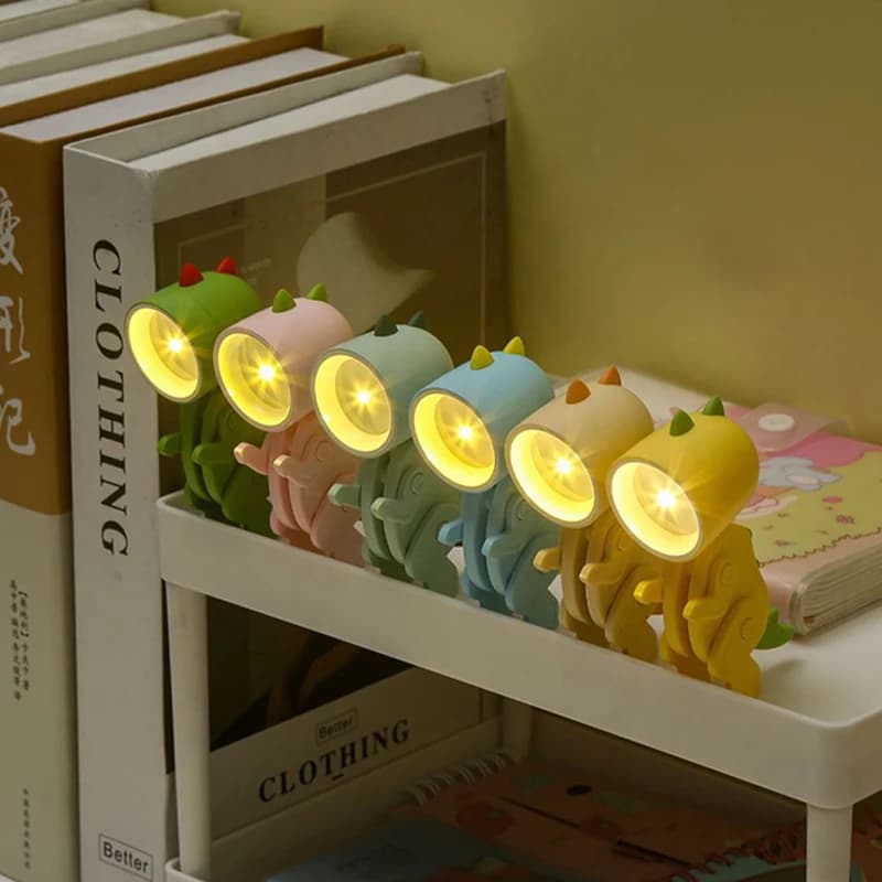 LED Night Lights Battery Magnetic Folding Nights Lamp Bedroom Bedside Table Ornaments Children's Toys Mini Dinosaur Night Light