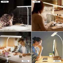 LED Desk Lamp for Office Home, Eye-Caring Desk Light Lamp with Stepless Dimming Adjustable Flexible Gooseneck And Light Color
