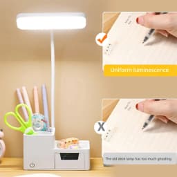 3000XHH Rechargeable Folding Table Lamp LED Touch Dimmable Study USB Reading Light Eye Protection Pen Holder Bedroom Night Light