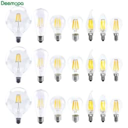 LED Filament Bulb E27 Retro Edison Lamp 220V 2W 4W 6W 8W E14 Vintage Candle Light Globe Chandelier Lighting COB Home Decor Light