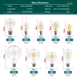 LED Filament Bulb E27 Retro Edison Lamp 220V 2W 4W 6W 8W E14 Vintage Candle Light Globe Chandelier Lighting COB Home Decor Light