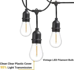 10Pack 5V 24V S14 Dimmable Filament COB Ball Bulb 1W Warm White PC Covered E27 LED Lamp For Outdoor Waterproof String Lights