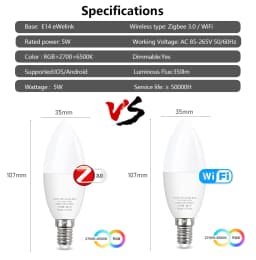 WiFi Zigbee E14 Led Light Bulbs RGBCW Smart Candle Led Lamp Works With Alexa Google Home Yandex Alice Smartthing Home Assistant