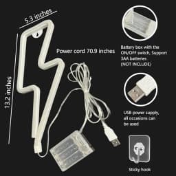 Lightning LED neon light, USB/battery powered, bedroom, gaming room, living room, office, wedding, birthday, party supplies