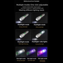 Powerful LED Flashlight With Side Light Multi-function Solar Lanterna Outdoor Long Range Torch USB Rechargeable For Emergency