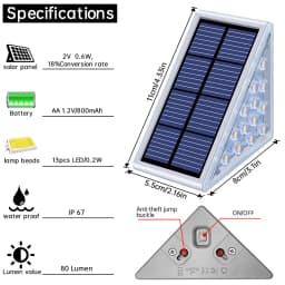 LED Outdoor Solar Light Step Lamp Lens Design Super Bright IP67 Waterproof Anti-theft Stair Light Decor Lighting For Garden Deck