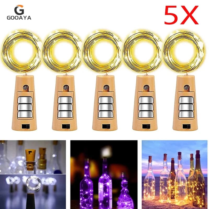 5pcs Bar LED Wine Bottle Cork String Fairy Lights Holiday Decoration Garland Fairy Lights Christmas Copper Wire String Lights