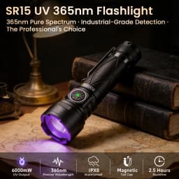 SOFIRN SR15 UV Flashlight 365nm USB C Rechargeable SST08-UV LED 21700 1000LM IPX8 Waterproof Magnetic Tail Cap for Camping