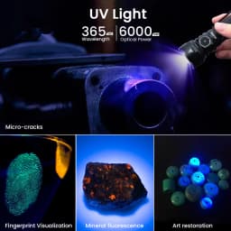 SOFIRN SR15 UV Flashlight 365nm USB C Rechargeable SST08-UV LED 21700 1000LM IPX8 Waterproof Magnetic Tail Cap for Camping