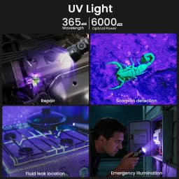 SOFIRN SR15 UV Flashlight 365nm USB C Rechargeable SST08-UV LED 21700 1000LM IPX8 Waterproof Magnetic Tail Cap for Camping