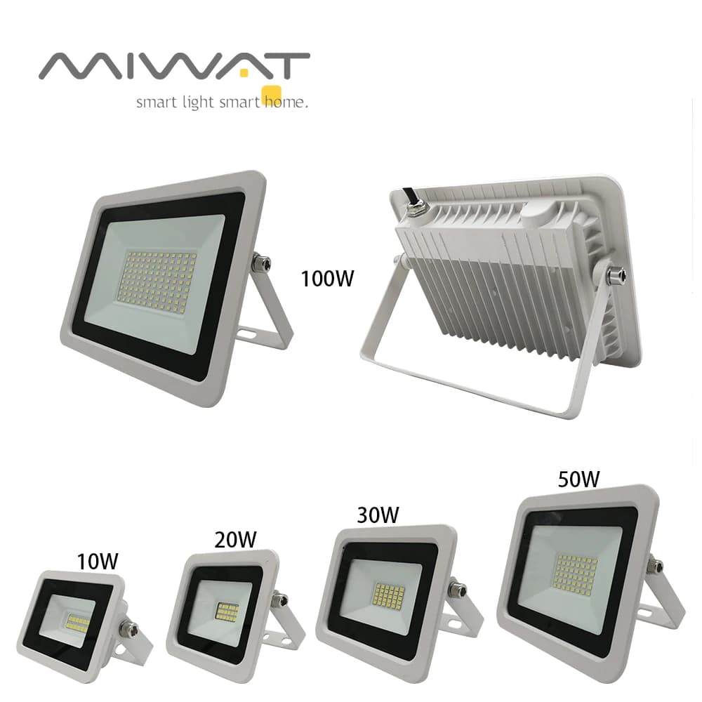 White LED Flood Light 100W 50W 30W 20W 10W AC 220V Outdoor Waterproof Reflector Spotlight Street Light Wall Lamp Garden Lighting