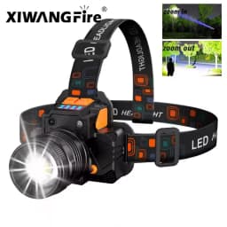 Super Bright LED Headlamp Fishing Headlight Portable Flashlight ZOOM Sensor Rechargeable Outdoor Waterproof Camping Hunting 20W